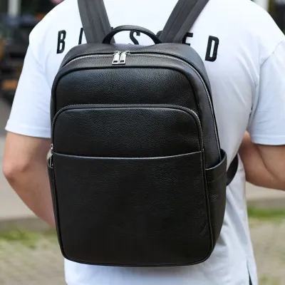 Кожаный мужской рюкзак классический черный из натуральной кожи качественный Tiding Bag 78672 - Robinzon.ua