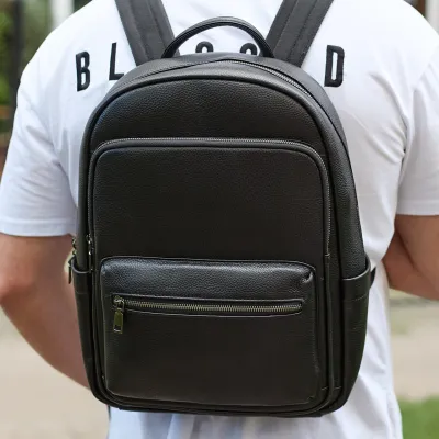 Кожаный мужской рюкзак классический черный из натуральной кожи качественный Tiding Bag 68932 - Robinzon.ua