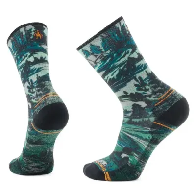 Шкарпетки чоловічі Smartwool Hike Light Cushion Campground Print Crew, Winter Moss, M (SW SW002478.K18-M) - Robinzon.ua
