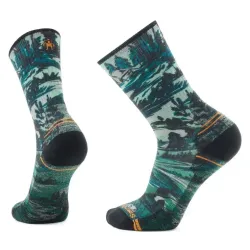 Шкарпетки чоловічі Smartwool Hike Light Cushion Campground Print Crew, Winter Moss, M (SW SW002478.K18-M) - Robinzon.ua