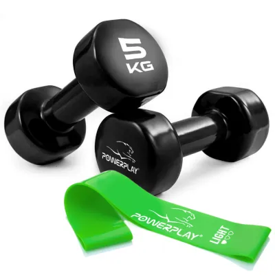 Гантель вінілова PowerPlay 4125 Achilles 2*5 кг. Чорна (2шт.) - Robinzon.ua