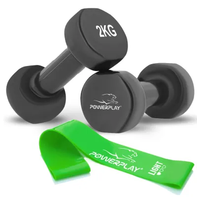 Гантель вінілова PowerPlay 4125 Achilles 2*2 кг. Чорні (2шт.) - Robinzon.ua