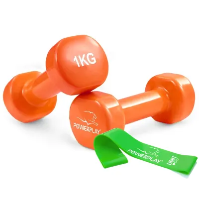 Гантель вінілова PowerPlay 4125 Achilles 2*1 кг.Помаранчеві (2шт.) - Robinzon.ua