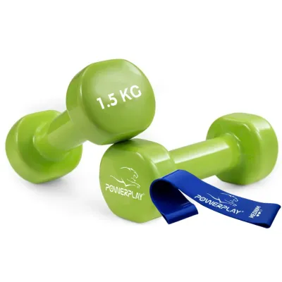 Гантелі вінілові PowerPlay  2 * 1,5 кг. PP_4103 Зелені (2шт. - пара) - Robinzon.ua