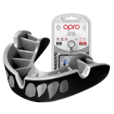 Капа OPRO Silver доросла (вік 11+) Silver Jaws (art.102502012) - Robinzon.ua