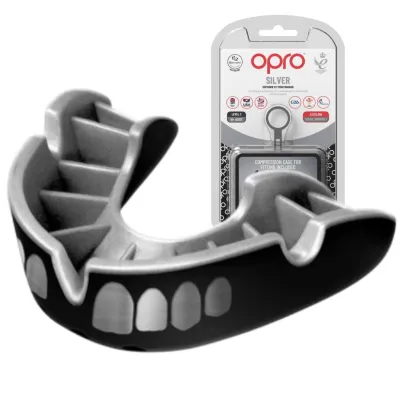 Капа OPRO Silver доросла (вік 11+) Grillz Black/Silver (art.102502013) - Robinzon.ua