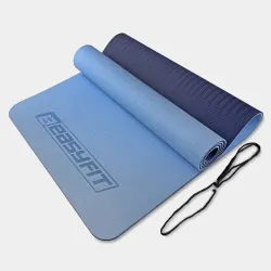 Коврик для йоги и фитнеса EasyFit TPE+TC 6 мм двухслойный голубой-синий - Robinzon.ua