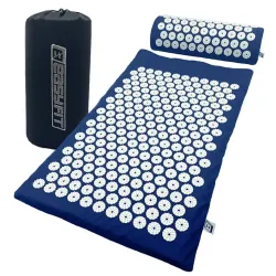 Масажний килимок Easyfit з подушкою (аплікатор Кузнєцова) Синій з білим - Robinzon.ua