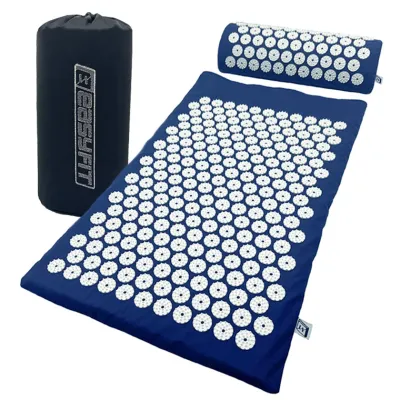 Массажный коврик Easyfit с подушкой (аппликатор Кузнецова) Синий с белым - Robinzon.ua