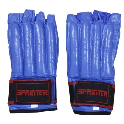 Перчатки шингарты кожаные SPRINTER на липучке синий M - Robinzon.ua