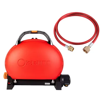 КОМПЛЕКТ Портативний переносний газовий гриль O-GRILL 500, червоний + шланг в подарунок! - Robinzon.ua