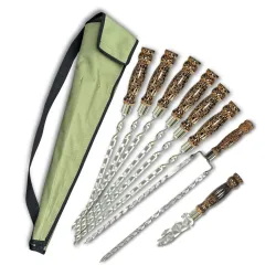 Набір шампурів Ліра 6/1/1 мармурова ручка в зеленому чохлі Набір шампурів Ліра 6/1/1 мармурова ручка в зеленому чохлі - Robinzon.ua