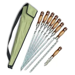 Набір шампурів Ліра 6/1/1 ретро ручка в зеленому чохлі Набір шампурів Ліра 6/1/1 ретро ручка в зеленому чохлі - Robinzon.ua