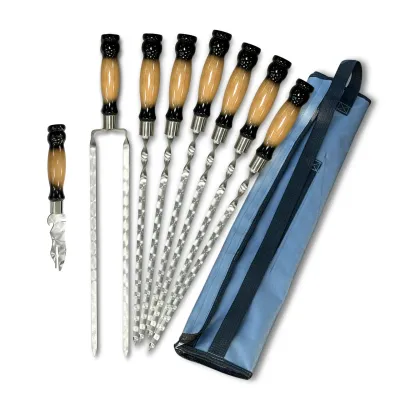 Набір шампурів Арго 6/1/1 двокольорова ручка в сірому чохлі - Robinzon.ua