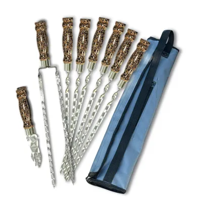 Набір шампурів Арго 6/1/1 мармурова ручка в сірому чохлі - Robinzon.ua