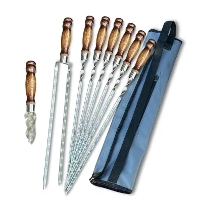 Набір шампурів Арго 6/1/1 ретро ручка в сірому чохлі - Robinzon.ua