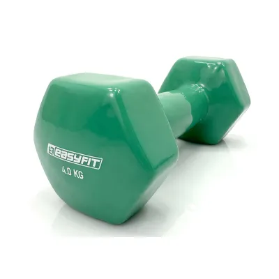 Гантель для фітнесу 4.0 кг EasyFit із вініловим покриттям зелена - Robinzon.ua