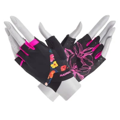 Перчатки для фитнеса MadMax MFG-770 Flower Power Gloves Black/Pink M - Robinzon.ua