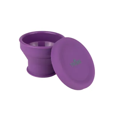 Стакан Tribe Складной Шот 90 мл с крышкой силиконовый T-FF-0030, слива. - Robinzon.ua
