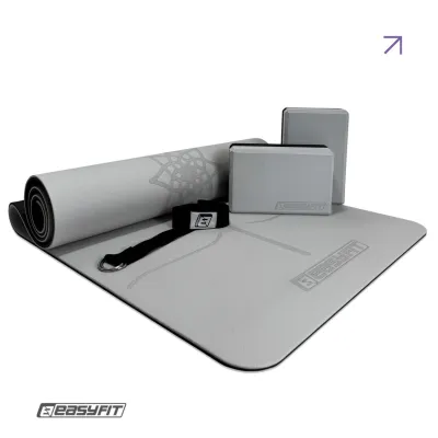 Набор для йоги и фитнеса EasyFit Polarity Set PRO (Stone): коврик, два блока и ремень - Robinzon.ua