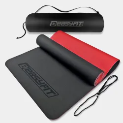 Коврик для йоги и фитнеса EasyFit TPE+TC 6 мм двухслойный + Чехол черный с красным Коврик для йоги и фитнеса EasyFit TPE+TC 6 мм двухслойный + Чехол черный с красным - Robinzon.ua