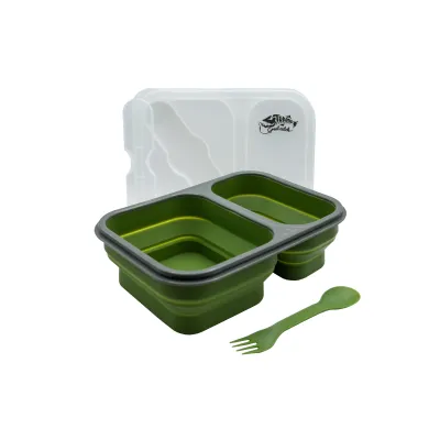 Контейнер силиконовый на 2 отсека Tramp (900ml) с ловилкой olive UTRC-090-olive - Robinzon.ua