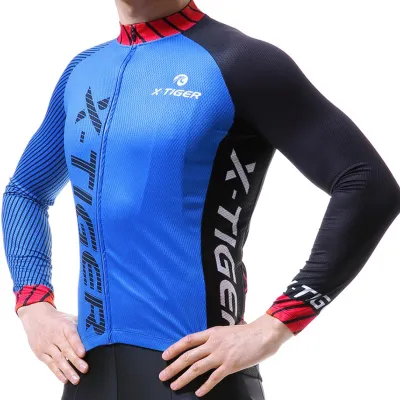 Джерсі велосипедна X-Тiger XM-CY-011 Blue XS чоловіча з довгим рукавом - Robinzon.ua
