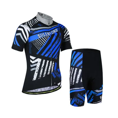 Велокостюм для чоловіків Siilenyond XM-DT-050 2XL короткий рукав шорти Blue Stripes - Robinzon.ua