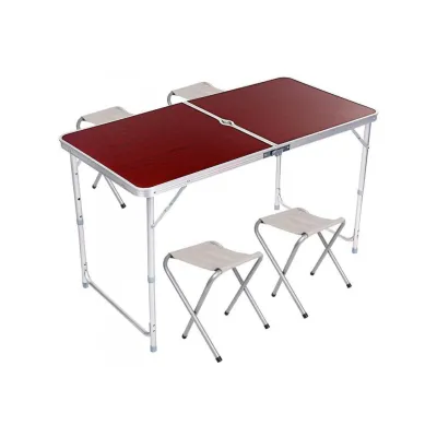 Розкладний туристичний стіл Easy Campi для пікніка зі стільцями складаний стіл та 4 стільці Коричневий+Гамак мексиканський+Мангал розкладний - Robinzon.ua