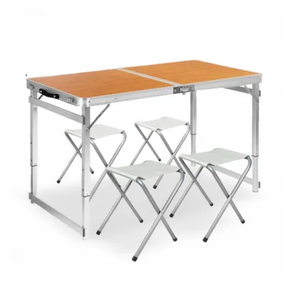 Раскладной туристический стол усиленный и 4 стула Easy Campi в чемодане Светлое дерево - Robinzon.ua