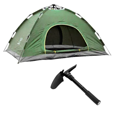 Палатка 6ти местная автоматическая Easy-Camp однослойная Зеленая + Лопата складная многофункциональная - Robinzon.ua