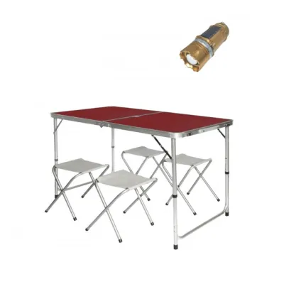 Набір розкладний розкладний стіл зі стільцями Easy Campi у валізі Коричневий + фонарь SB-9688Solar - Robinzon.ua