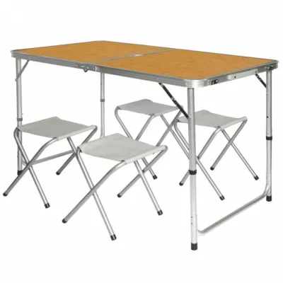 Комплект туристический раскладной стол и 4 стула Crystal 120х60х70 в чемодане Light Wood + Складной мангал - Robinzon.ua