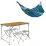 Комплект туристический раскладной стол и 4 стула Crystal 120х60х70 в чемодане Light Wood + Гамак 200х80 Blue - Robinzon.ua