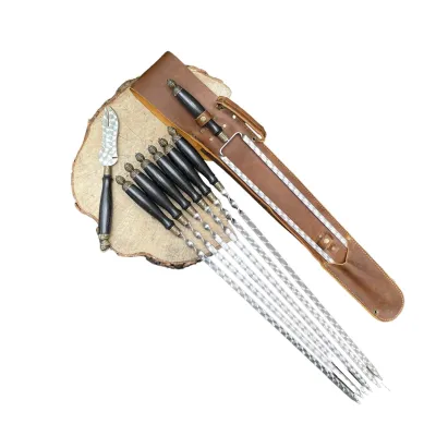 Набор шампуров Gorillas BBQ РЫЦАРЬ МАХ в кожаном чехле - Robinzon.ua