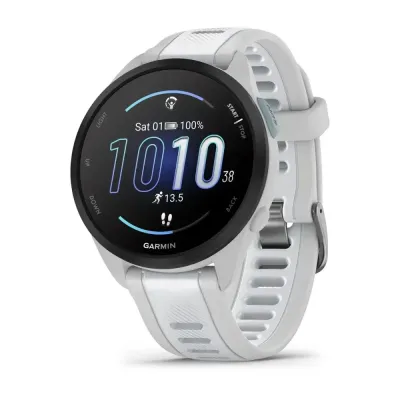 Смарт-годинник Garmin Forerunner 165 Music, силіконовий ремінець кольору туманно-сірий/білий камінь - Robinzon.ua