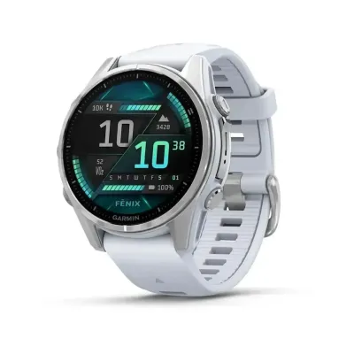 Смарт-годинник Garmin Fenix 8 – 43 мм, AMOLED, сріблястий із силіконовим ремінцем кольору білий камінь - Robinzon.ua