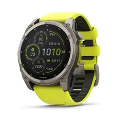 Смарт-годинник Garmin Fenix 8 – 51 мм, Solar Sapphire, титан з яскраво-жовтим/графітовим силіконовим ремінцем Смарт-годинник Garmin Fenix 8 – 51 мм, Solar Sapphire, титан з яскраво-жовтим/графітовим силіконовим ремінцем - Robinzon.ua