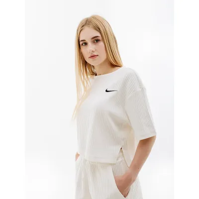 Жіноча Футболка Nike W NSW RIB JRSY SS TOP Бежевий L (7dDV7870-133 L) - Robinzon.ua