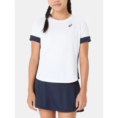 Детская футболка Asics GIRLS TENNIS SS TOP Белый Темно-синий 122-128 (2044A045-101 122-128) - Robinzon.ua