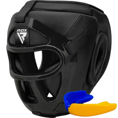 Боксерський шолом RDX T1 Grill Full Black S (капа у комплекті) - Robinzon.ua