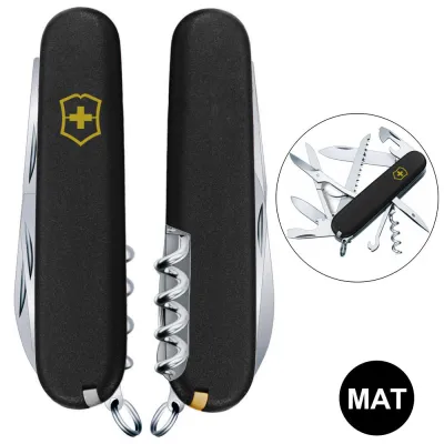 Складной нож Victorinox HUNTSMAN MAT черный матовый лак с желт.лого 1.3713.3.M0008p - Robinzon.ua