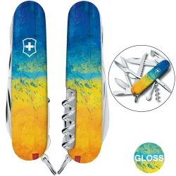Складаний ніж Victorinox HUNTSMAN UKRAINE Жовто-синій малюнок 1.3713.7.T3100pw - Robinzon.ua