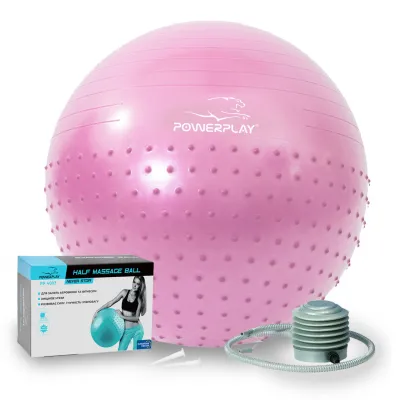 Мяч для фитнеса (фитбол) полумассажный PowerPlay 4003 &Oslash;65 cm Gymball Лиловый + насос - Robinzon.ua