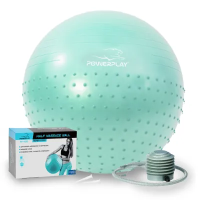 М'яч для фітнесу (фітбол) напівмасажний PowerPlay 4003 &Oslash;65 cm Gymball Зелений + насос - Robinzon.ua