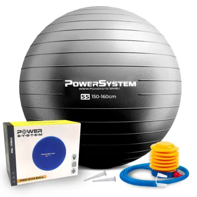 М'яч для фітнесу (фітбол) Power System PS-4011 &Oslash;55 cm PRO Gymball Black - Robinzon.ua