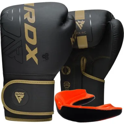 Боксерські рукавиці RDX F6 Kara Matte Golden 10 унцій (капа в комплекті) - Robinzon.ua