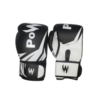Боксерские перчатки на липучке черные с белыми элементами Power ZTQ-116 ЧБ-10 - Robinzon.ua