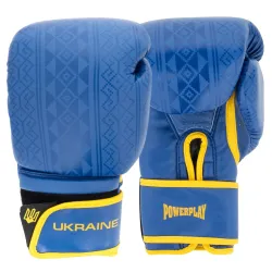 Боксерські рукавиці PowerPlay 3021 Ukraine Синьо-Жовті 12 унцій - Robinzon.ua