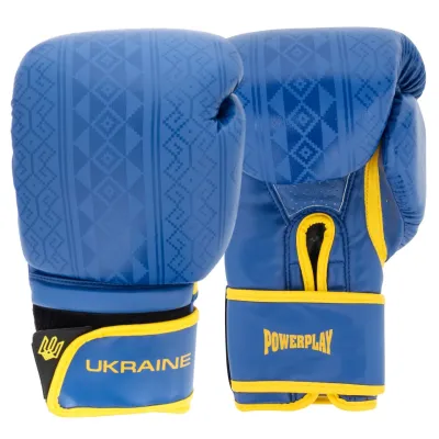 Боксерские перчатки PowerPlay 3021 Ukraine Сине-Желтые 12 унций - Robinzon.ua